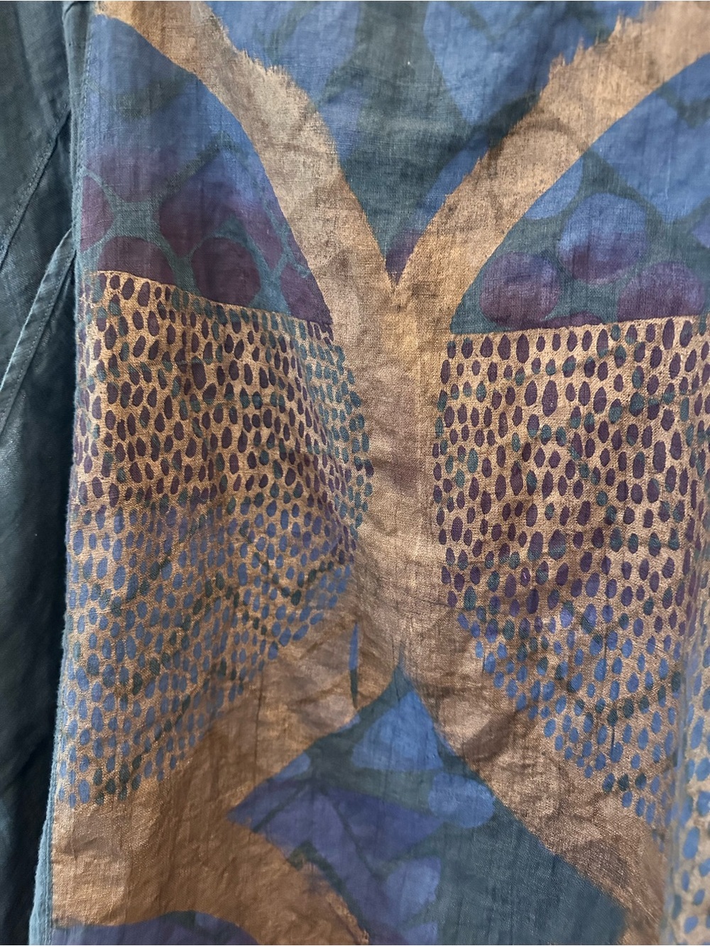 Blue Fish Linen Hand Dyed and Hand Painted Dress Sz 2. - Picture 8 of 12